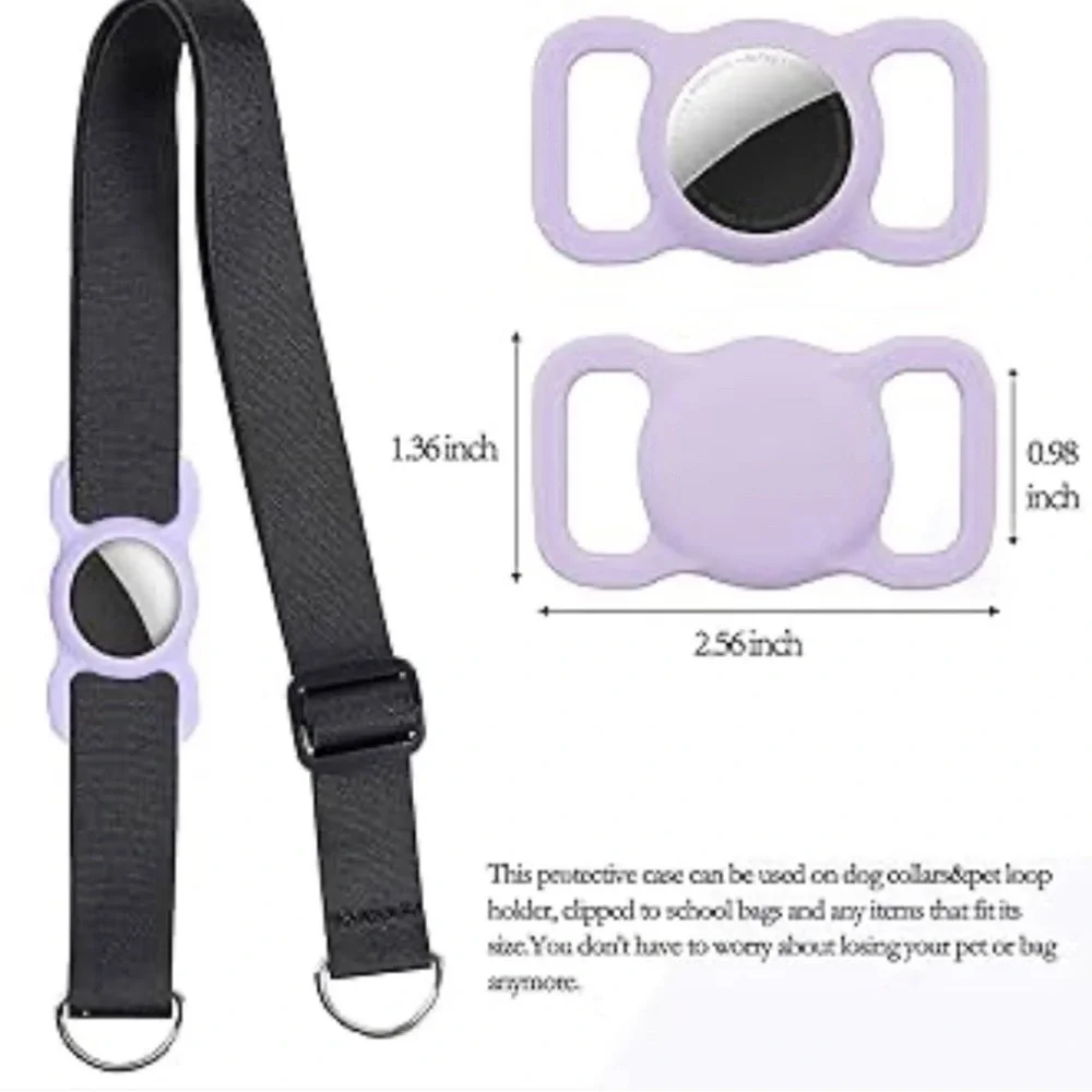 💞 New Purple Silicone Pet AirTag Holder for Puppy Dog & Cat Collars